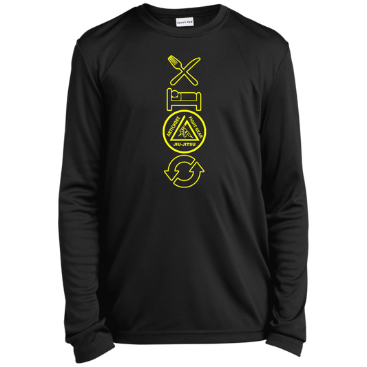 Artichoke Fight Gear Custom Design #9. EAT. SLEEP. JIU JITSU. REPEAT. Youth Long Sleeve Performance Tee