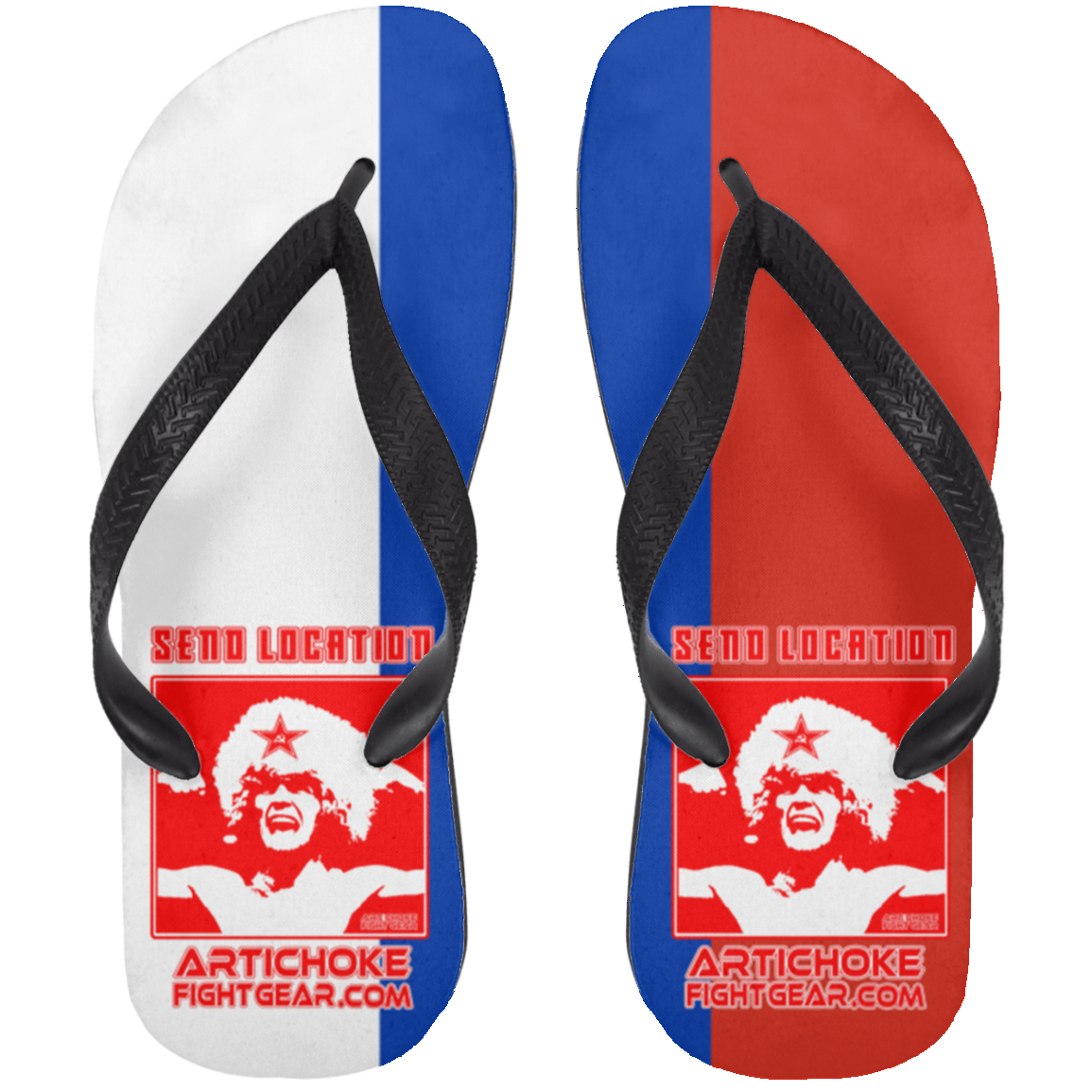 Artichoke Fight Gear Custom Design #17. SEND LOCATION.  Adult Flip Flops