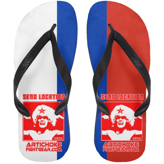 Artichoke Fight Gear Custom Design #17. SEND LOCATION.  Adult Flip Flops