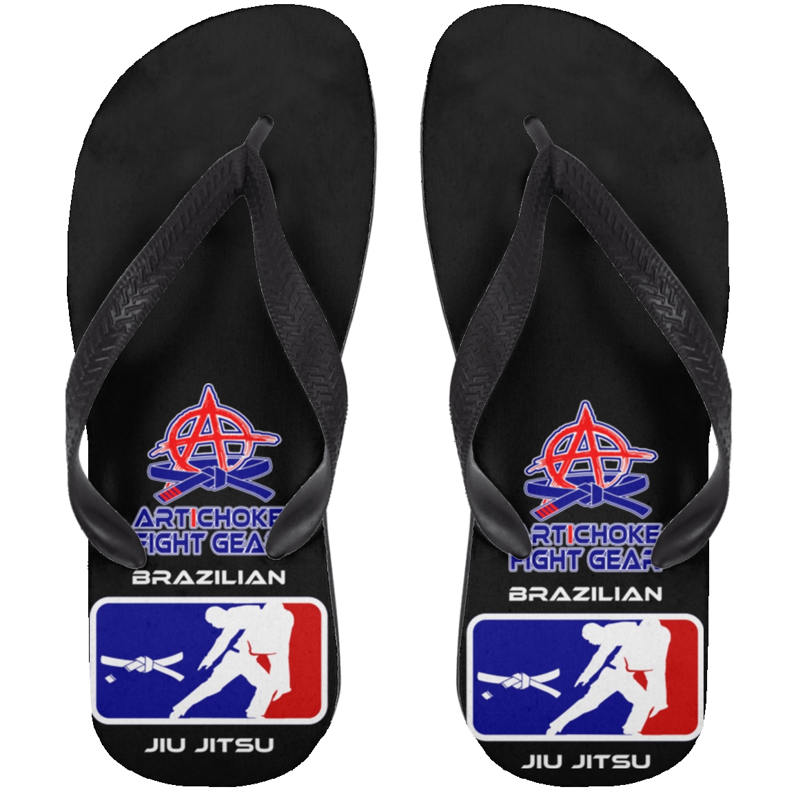 Artichoke Fight Gear Custom Design #4. MLB style BJJ. Adult Flip Flops