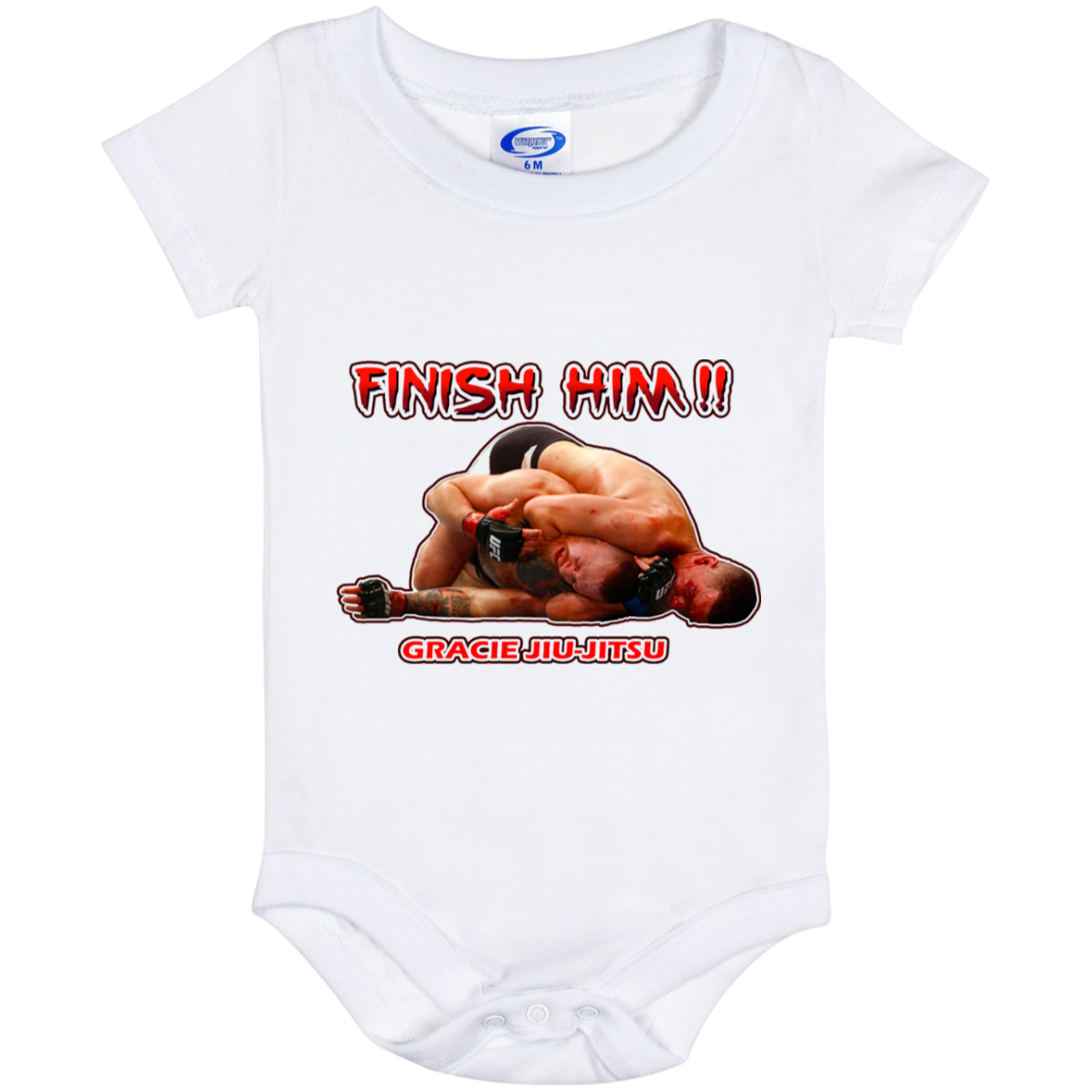 Artichoke Fight Gear Custom Design #8. Finish Him! Baby Onesie 6 Month