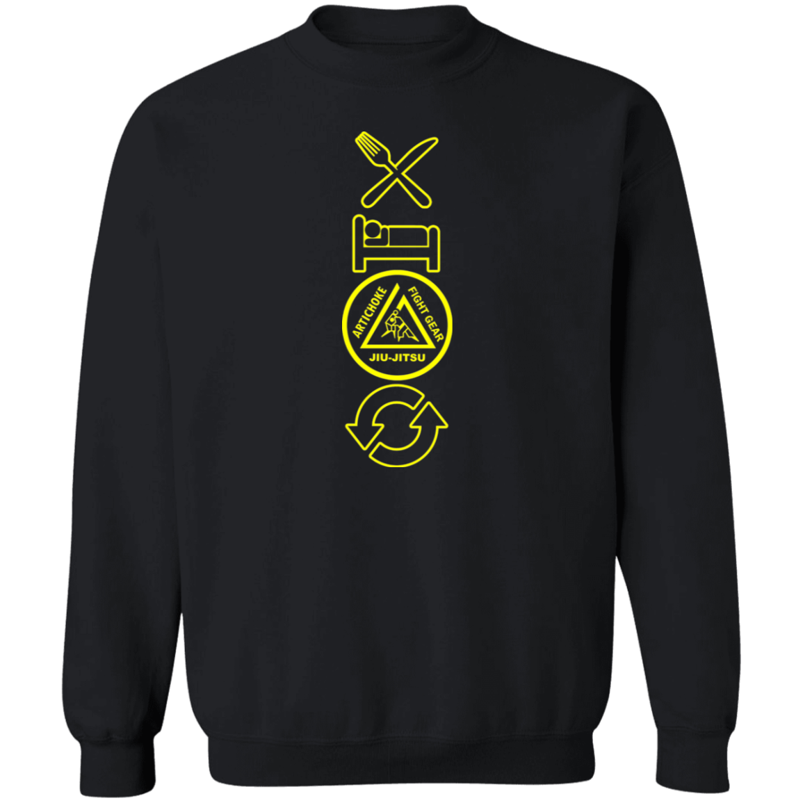 Artichoke Fight Gear Custom Design #9. EAT. SLEEP. JIU JITSU. REPEAT. Crewneck Pullover Sweatshirt