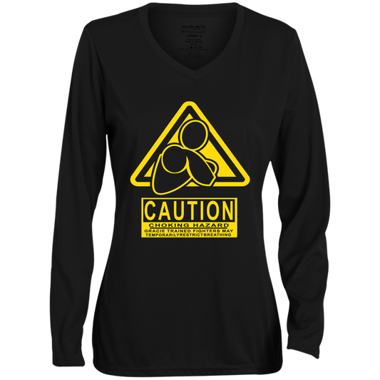 AFG Custom Design #07. CAUTION: CHOKING HAZARD. Ladies' Moisture-Wicking Long Sleeve V-Neck Tee