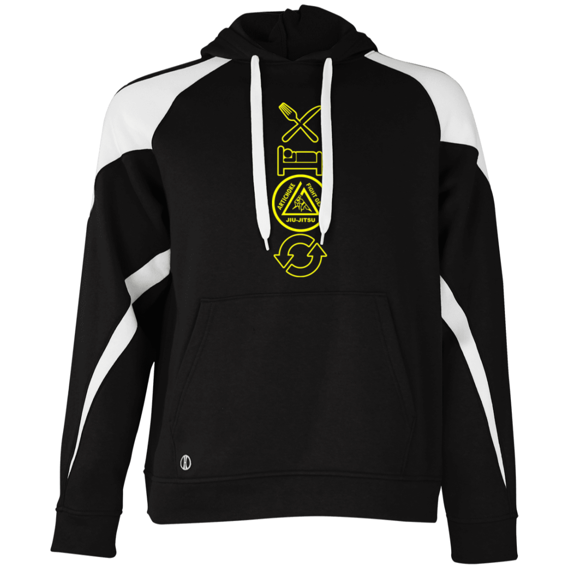 Artichoke Fight Gear Custom Design #9. EAT. SLEEP. JIU JITSU. REPEAT. Colorblock Fleece Hoodie