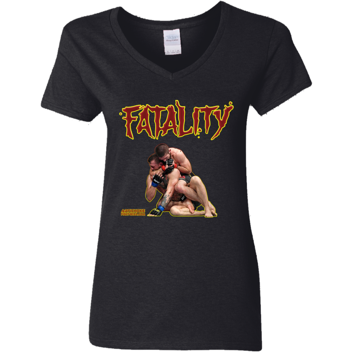 Artichoke Fight Gear Custom Design #21. FATLAITY! Ladies' 100% Cotton V-Neck T-Shirt