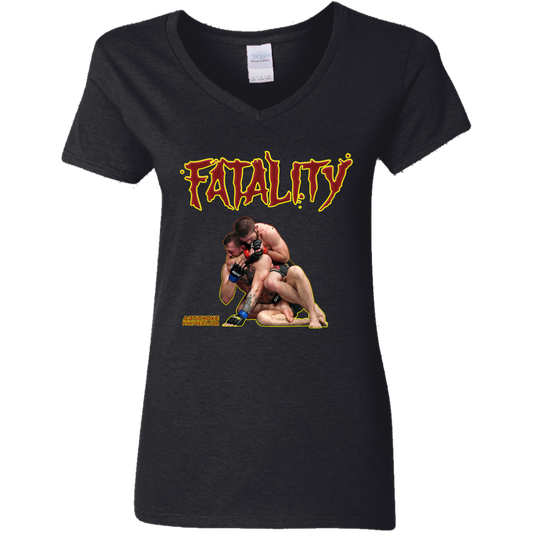 Artichoke Fight Gear Custom Design #21. FATLAITY! Ladies' 100% Cotton V-Neck T-Shirt