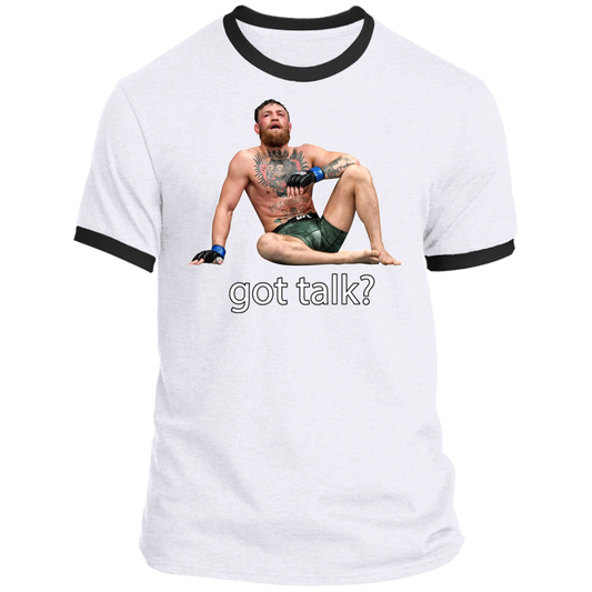 Artichoke Fight Gear Custom Design #10. Got Talk? Ringer Tee