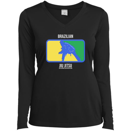 Artichoke Fight Gear Custom Design #13. BJJ, The New National Pastime. Ladies’ Long Sleeve Performance V-Neck Tee