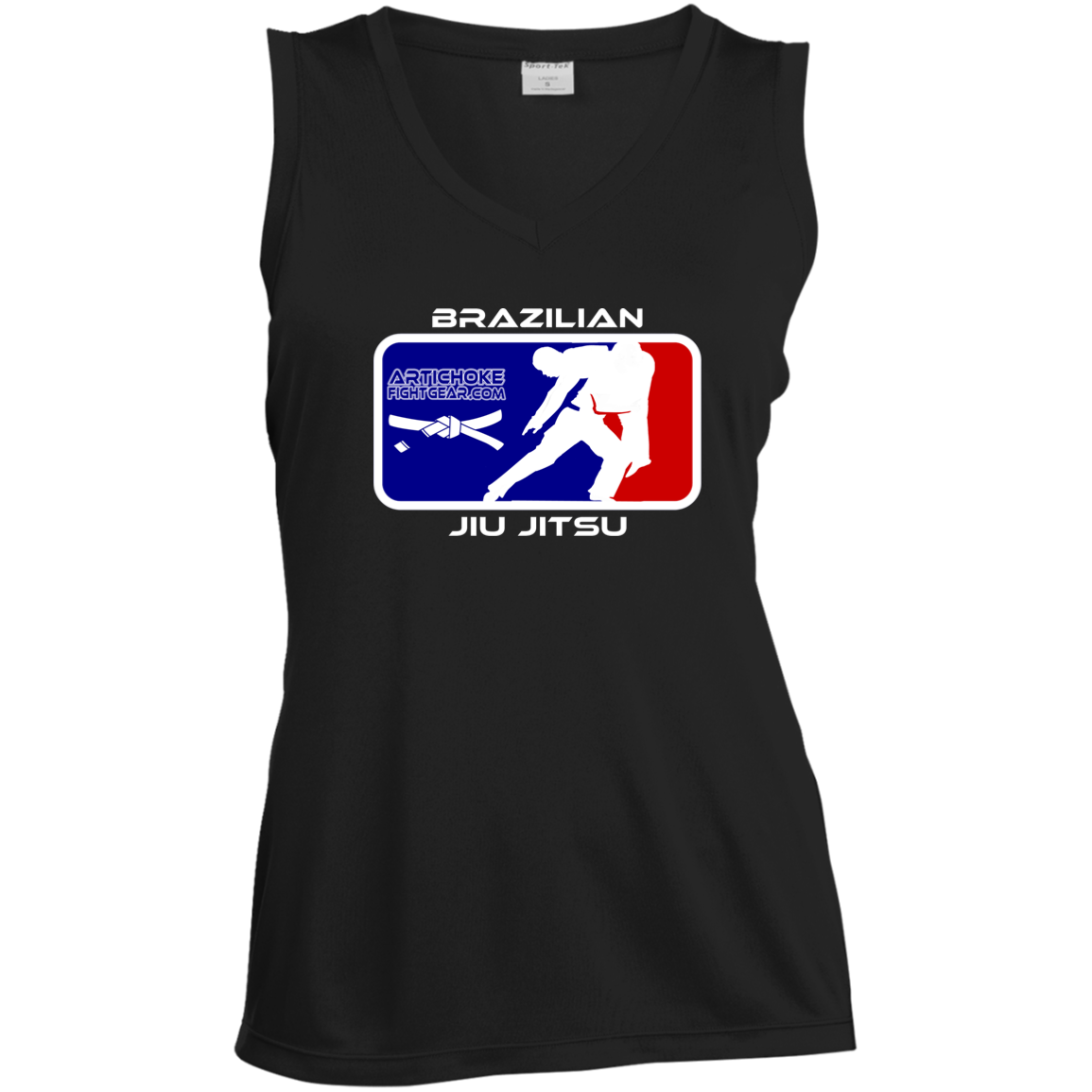 Artichoke Fight Gear Custom Design #4. MLB style BJJ. Ladies' Sleeveless V-Neck Performance Tee