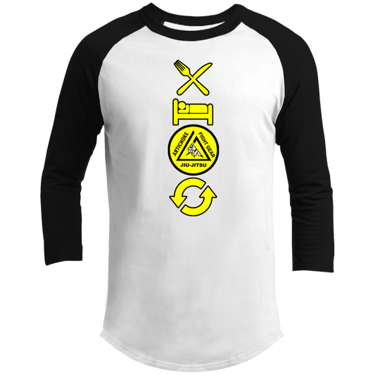 Artichoke Fight Gear Custom Design #9. EAT. SLEEP. JIU JITSU. REPEAT. 3/4 Raglan Sleeve Shirt