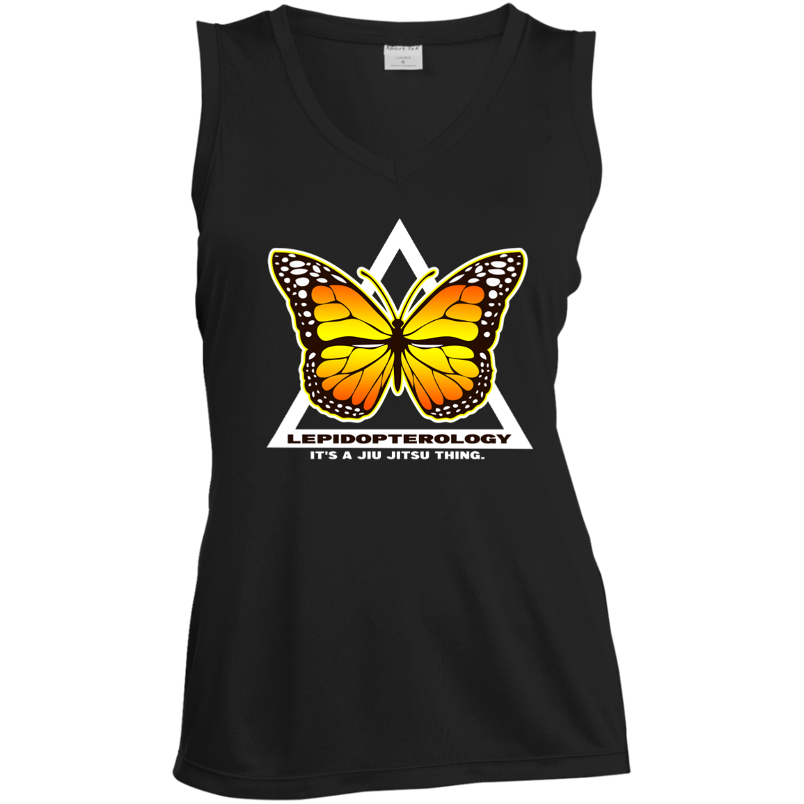 Artichoke Fight Gear Custom Design #6. Lepidopterology (Study of butterflies). Butterfly Guard. Ladies' Sleeveless V-Neck Performance Tee