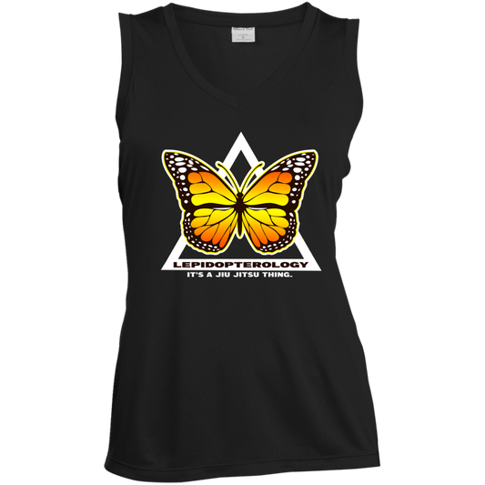 Artichoke Fight Gear Custom Design #6. Lepidopterology (Study of butterflies). Butterfly Guard. Ladies' Sleeveless V-Neck Performance Tee