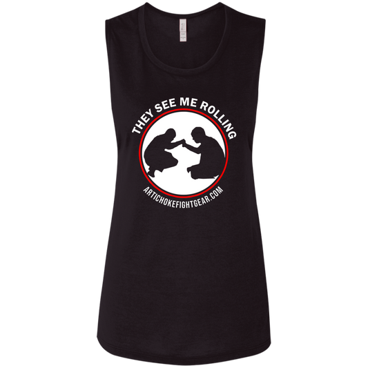 Artichoke Fight Gear Custom Design #16. They See Me Rolling. Ladies' Flowy Muscle Tank