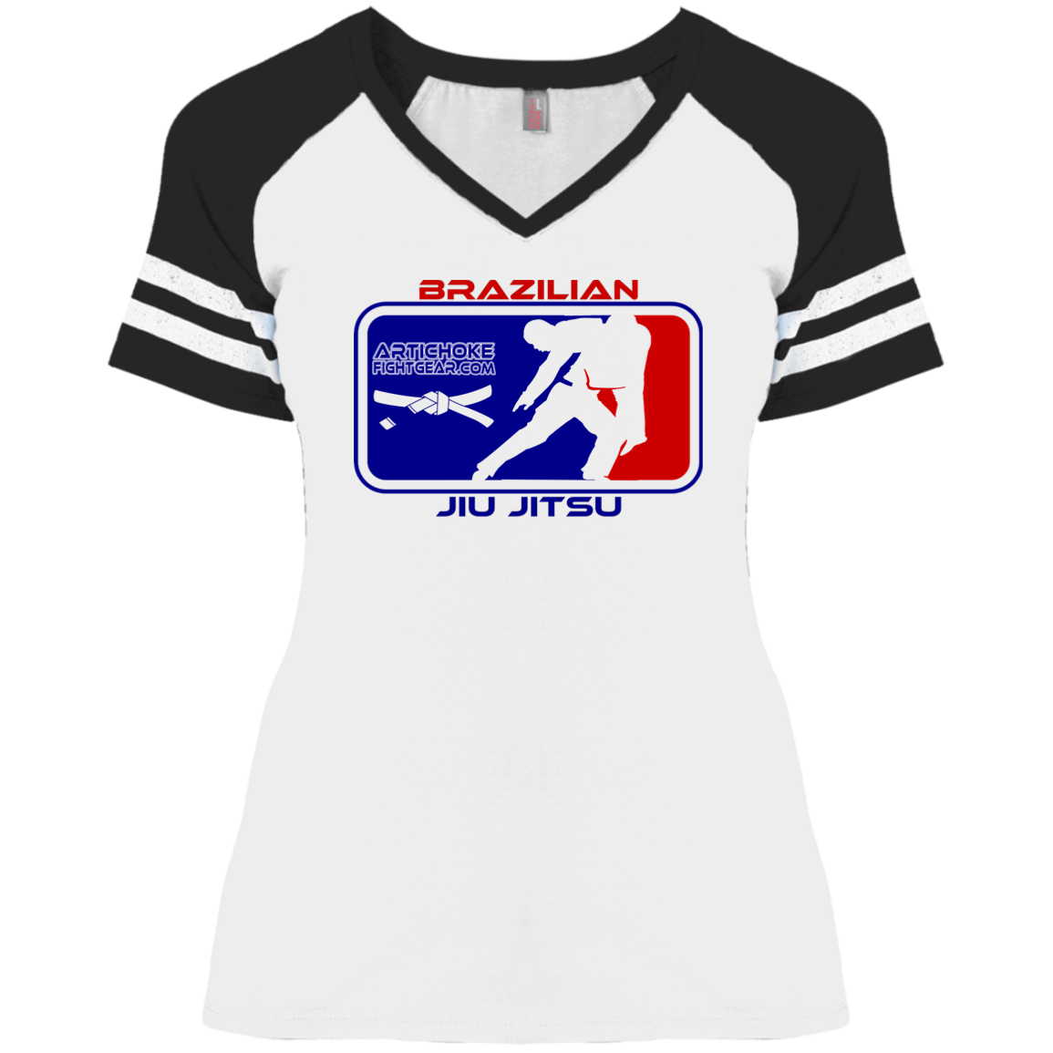 Artichoke Fight Gear Custom Design #4. MLB style BJJ. Ladies' Game V-Neck T-Shirt