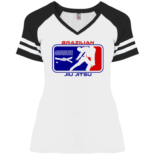 Artichoke Fight Gear Custom Design #4. MLB style BJJ. Ladies' Game V-Neck T-Shirt