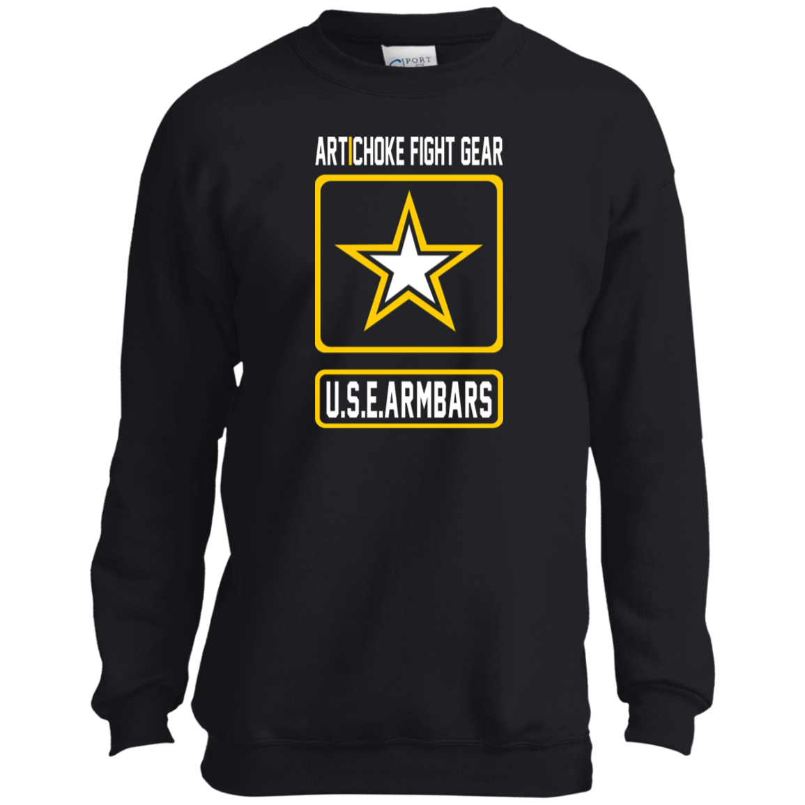 Artichoke Fight Gear Custom Design #2. USE ARMBARS. Youth Crewneck Sweatshirt