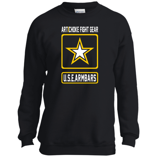 Artichoke Fight Gear Custom Design #2. USE ARMBARS. Youth Crewneck Sweatshirt