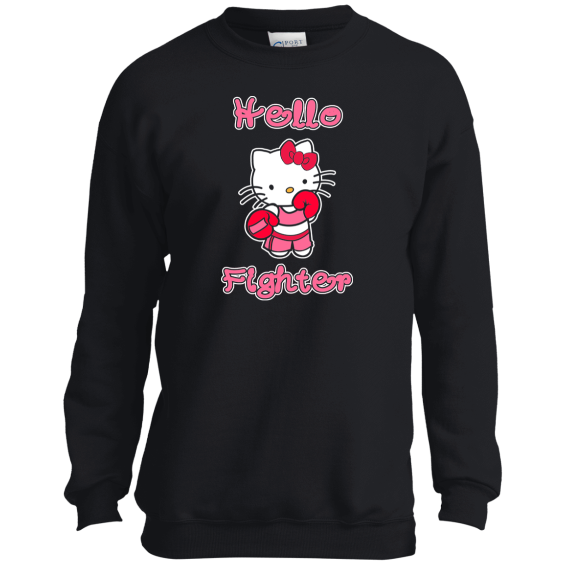 Artichoke Fight Gear Custom Design #11. Hello Fighter. Youth Crewneck Sweatshirt