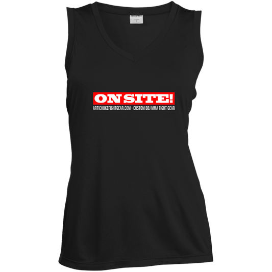 Artichoke Fight Gear Custom Design #14. ON SITE! Ladies' Sleeveless V-Neck Performance Tee