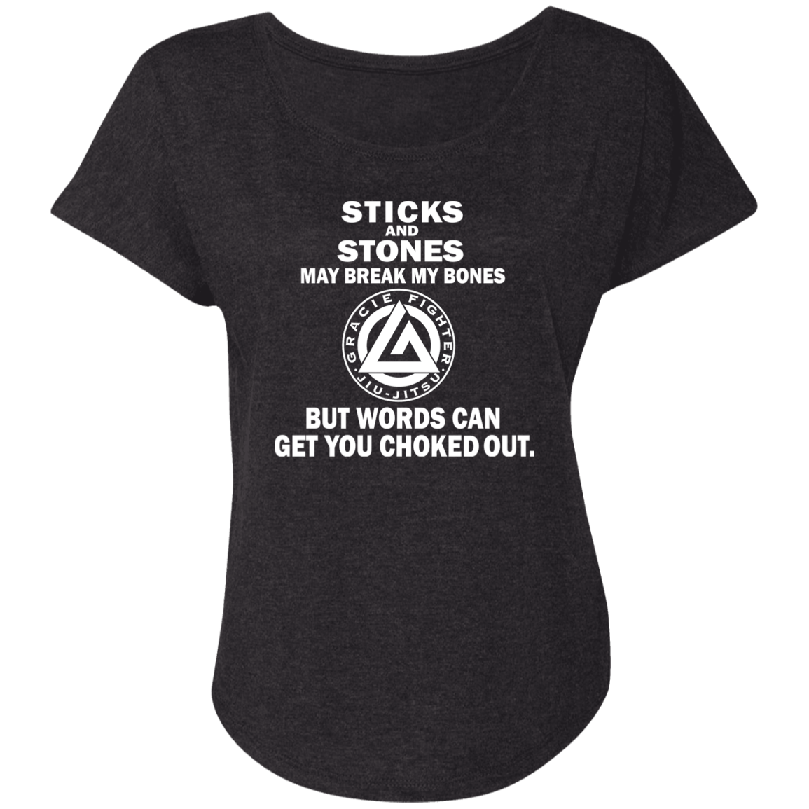 Artichoke Fight Gear Custom Design #19. Sticks and Stones. Ladies' Triblend Dolman Sleeve