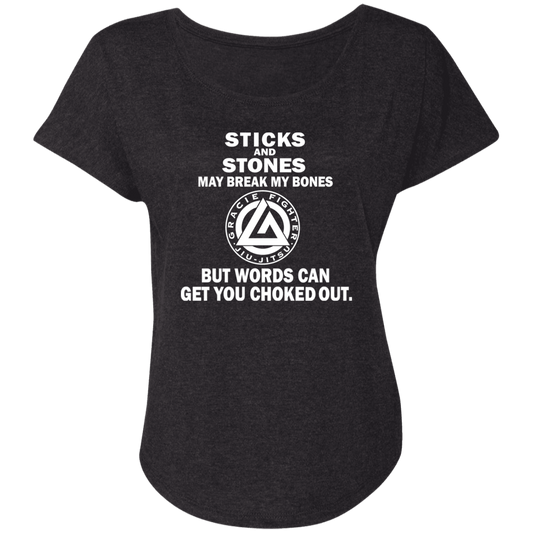 Artichoke Fight Gear Custom Design #19. Sticks and Stones. Ladies' Triblend Dolman Sleeve