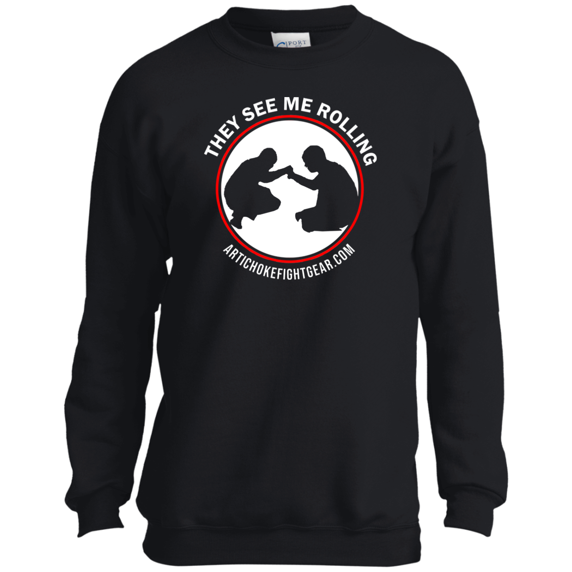 Artichoke Fight Gear Custom Design #16. They See Me Rolling. Youth Crewneck Sweatshirt