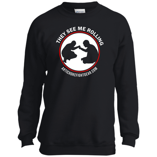 Artichoke Fight Gear Custom Design #16. They See Me Rolling. Youth Crewneck Sweatshirt