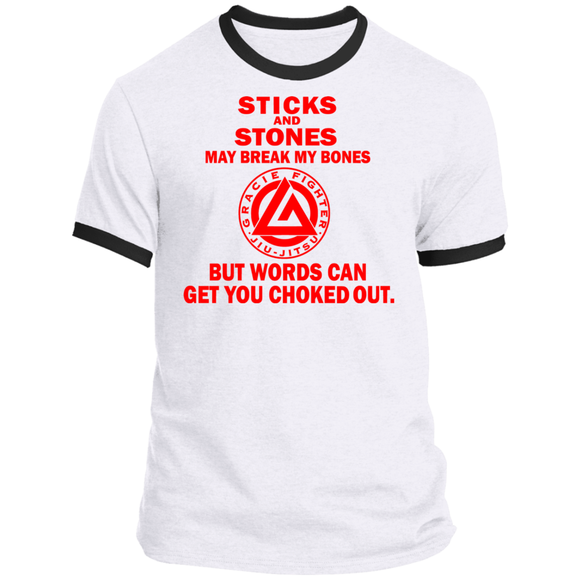 Artichoke Fight Gear Custom Design #19. Sticks and Stones. Ringer Tee