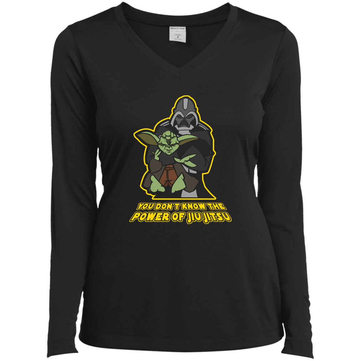 Artichoke Fight Gear Custom Design #20. You Don't Know the Power of Jiu Jitsu. Ladies’ Long Sleeve Performance V-Neck Tee