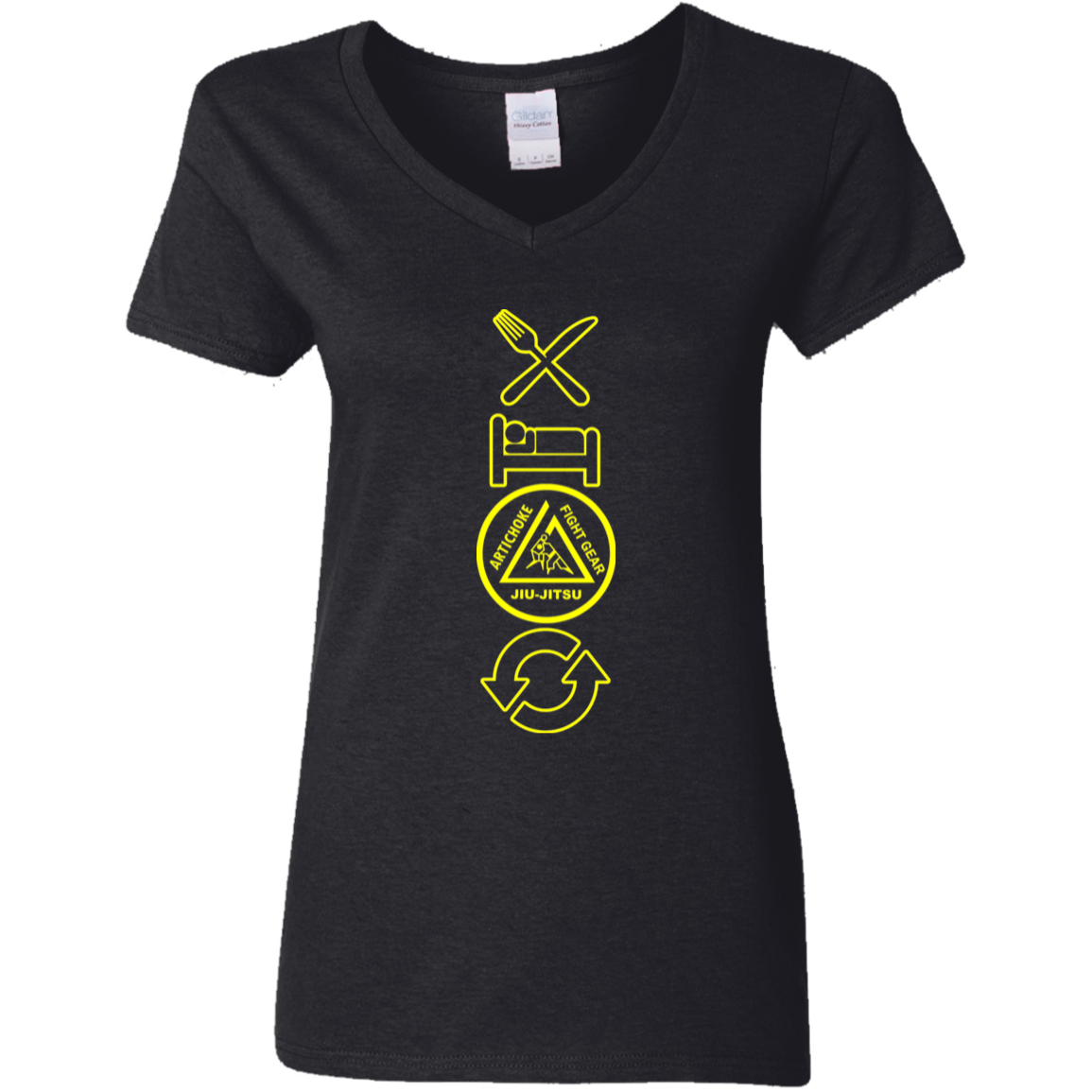 Artichoke Fight Gear Custom Design #9. EAT. SLEEP. JIU JITSU. REPEAT. Ladies' 100% Cotton V-Neck T-Shirt