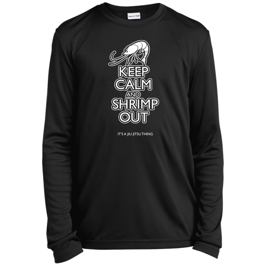 Artichoke Fight Gear Custom Design #12. Keep Calm and Shrimp Out. Youth Long Sleeve Performance Tee