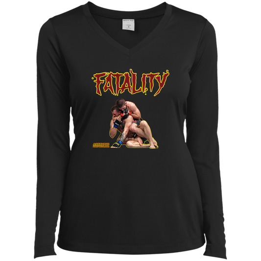 Artichoke Fight Gear Custom Design #21. FATLAITY! Ladies’ Long Sleeve Performance V-Neck Tee