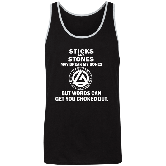 Artichoke Fight Gear Custom Design #19. Sticks and Stones. Unisex 2-Tone Tank Top