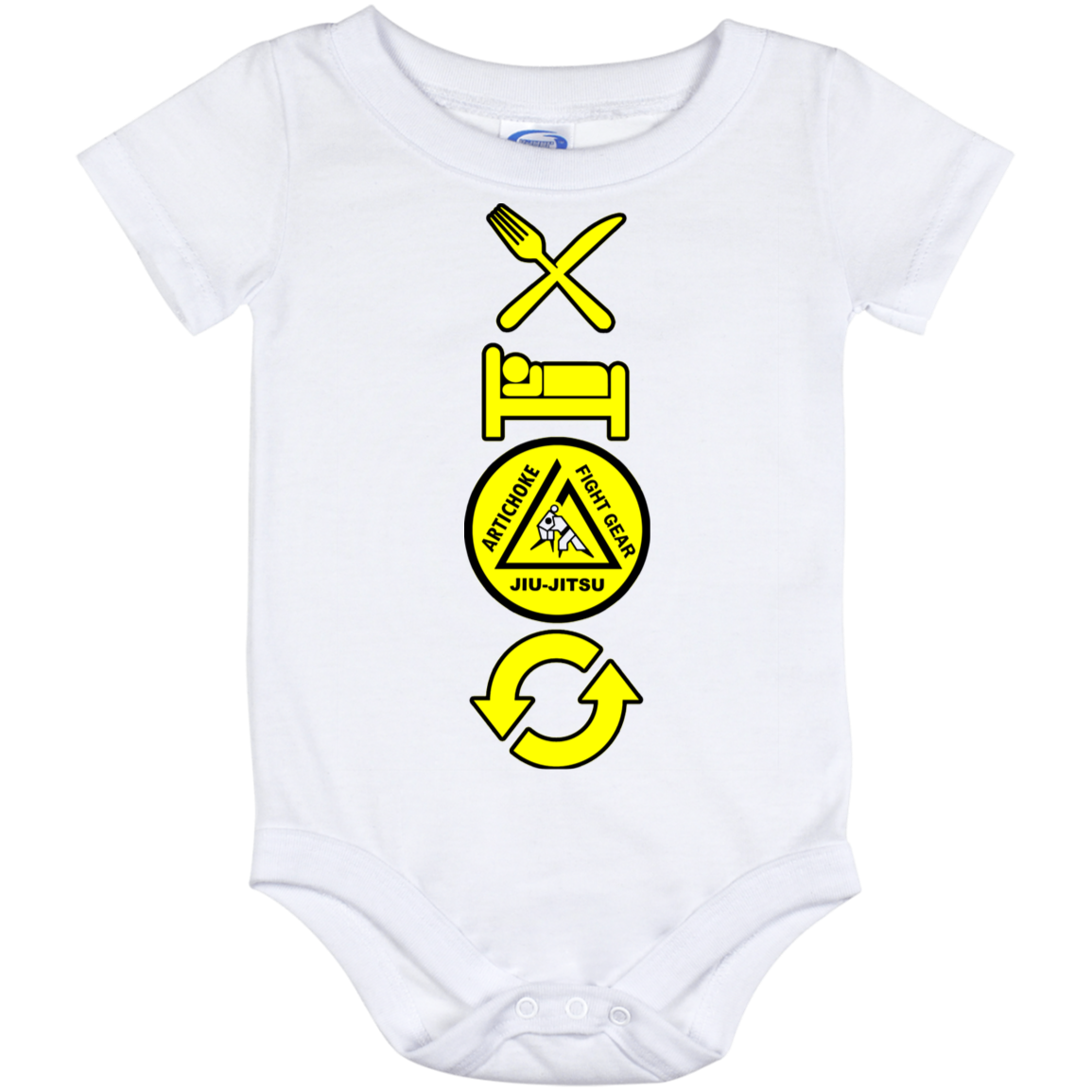 Artichoke Fight Gear Custom Design #9. EAT. SLEEP. JIU JITSU. REPEAT. Baby Onesie 12 Month