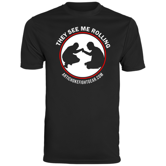 Artichoke Fight Gear Custom Design #16. They See Me Rolling. Men's Moisture-Wicking Tee