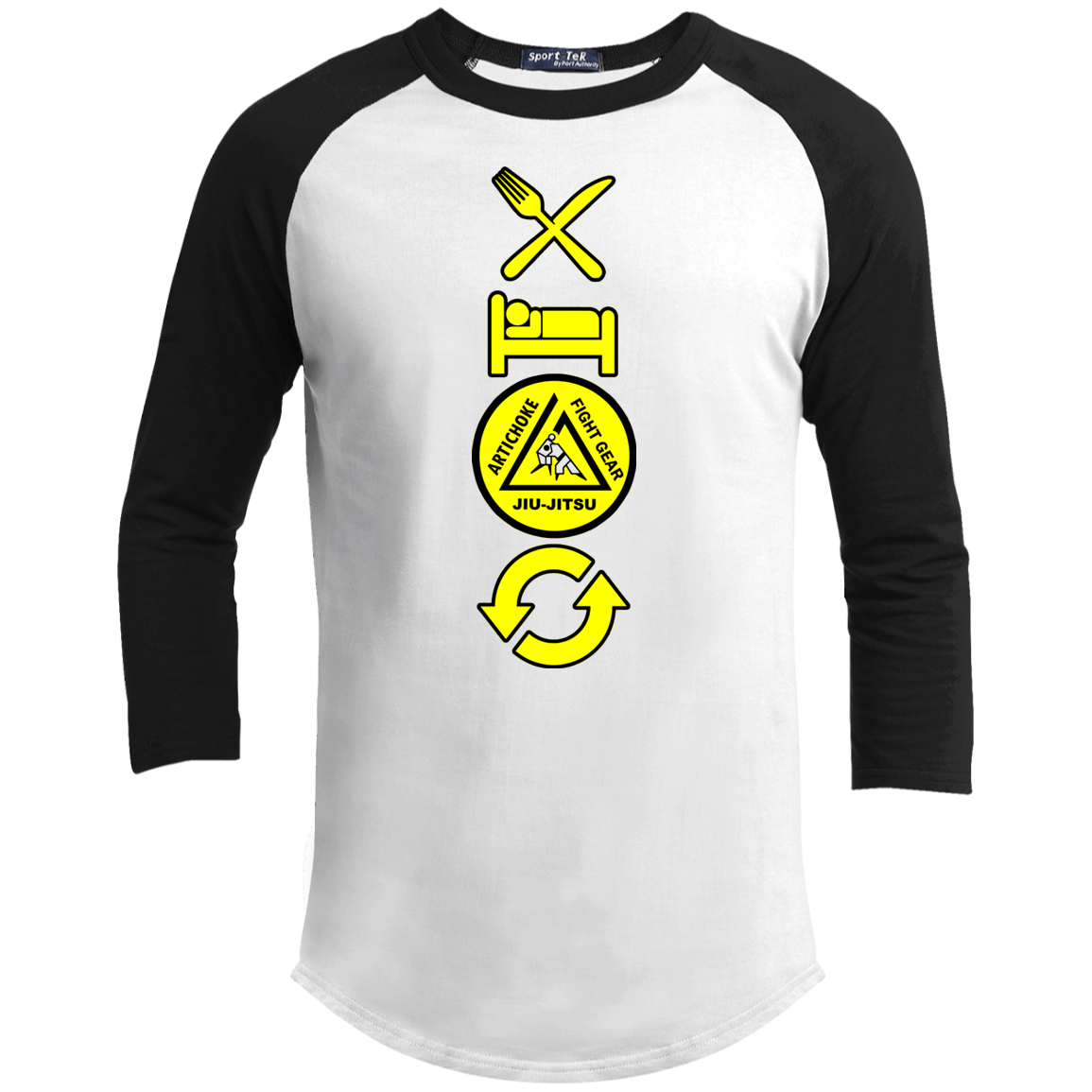 Artichoke Fight Gear Custom Design #9. EAT. SLEEP. JIU JITSU. REPEAT. Youth 3/4 Raglan Sleeve Shirt