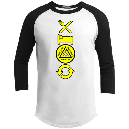 Artichoke Fight Gear Custom Design #9. EAT. SLEEP. JIU JITSU. REPEAT. Youth 3/4 Raglan Sleeve Shirt