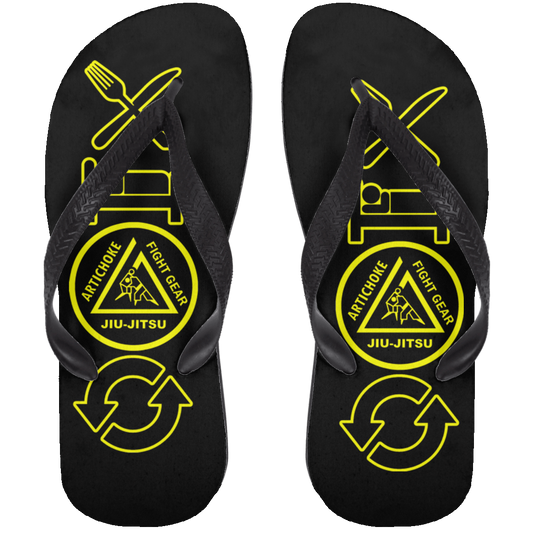 Artichoke Fight Gear Custom Design #9. EAT. SLEEP. JIU JITSU. REPEAT. Adult Flip Flops