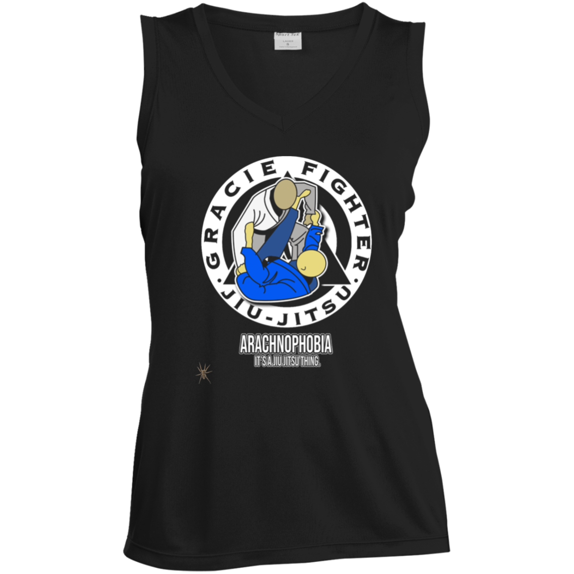 Artichoke Fight Gear Custom Design #1. Arachnophobia: Fear of Spiders. Spider Guard. It's a Jiu Jitsu Thing. Ladies' Sleeveless V-Neck Performance Tee