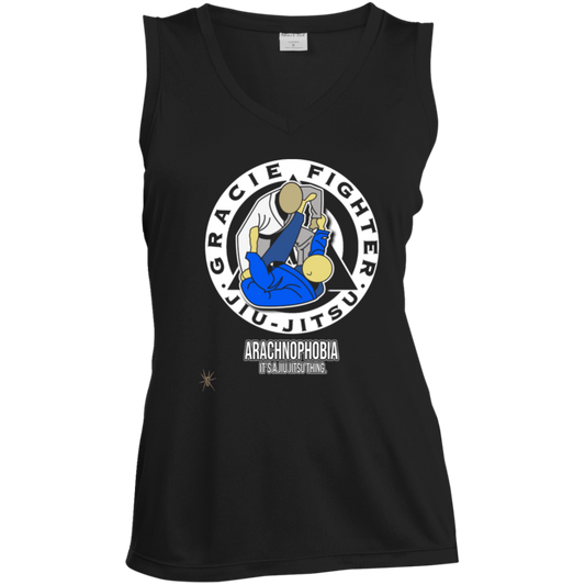 Artichoke Fight Gear Custom Design #1. Arachnophobia: Fear of Spiders. Spider Guard. It's a Jiu Jitsu Thing. Ladies' Sleeveless V-Neck Performance Tee