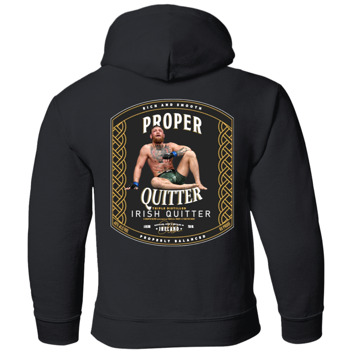 Artichoke Fight Gear Custom Design #15. Proper Quitter (Design on the back). Youth Pullover Hoodie