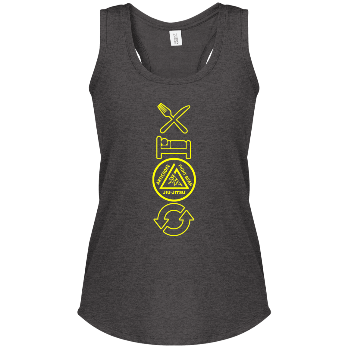 Artichoke Fight Gear Custom Design #9. EAT. SLEEP. JIU JITSU. REPEAT. Ladies' Tri Racerback Tank