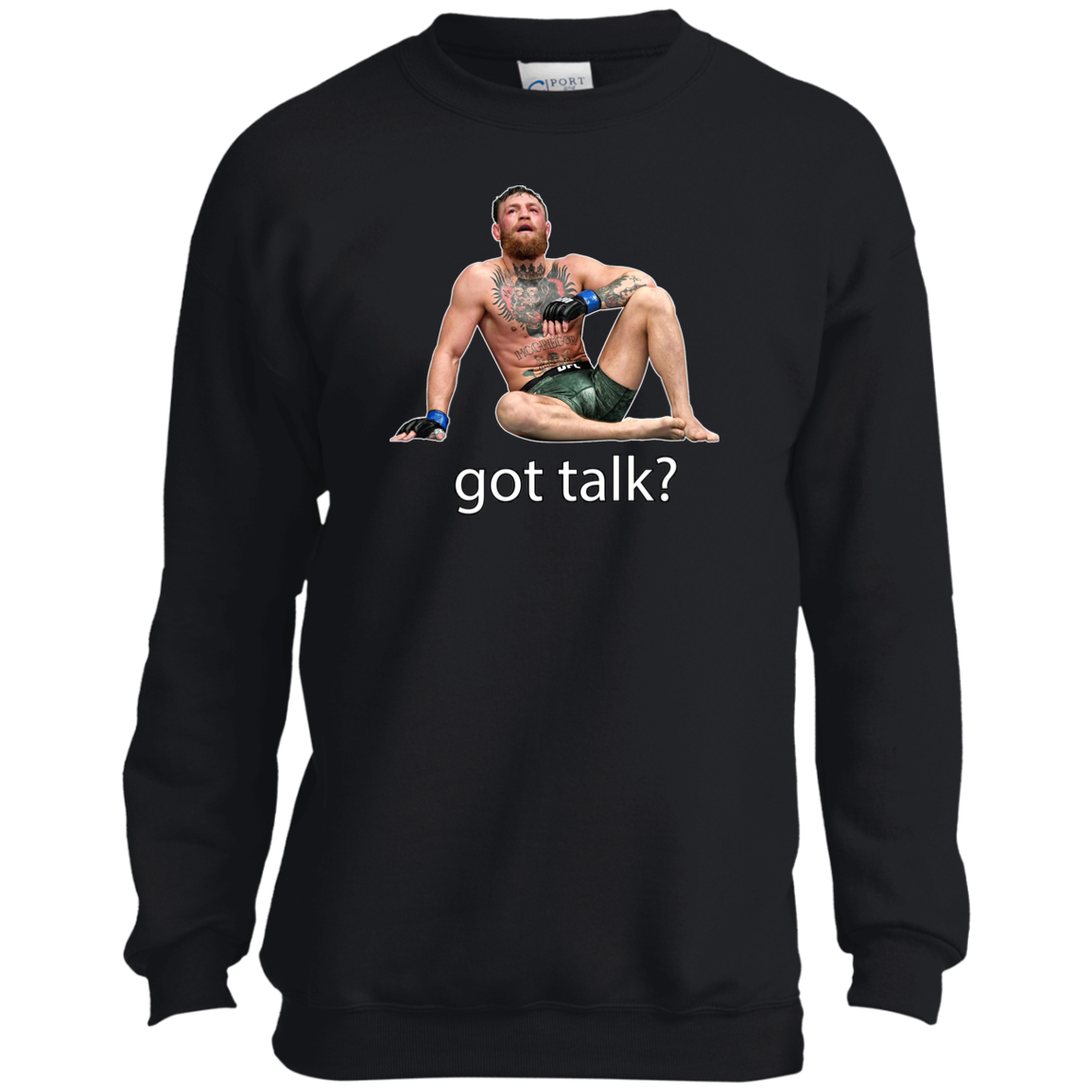 Artichoke Fight Gear Custom Design #10. Got Talk? Youth Crewneck Sweatshirt