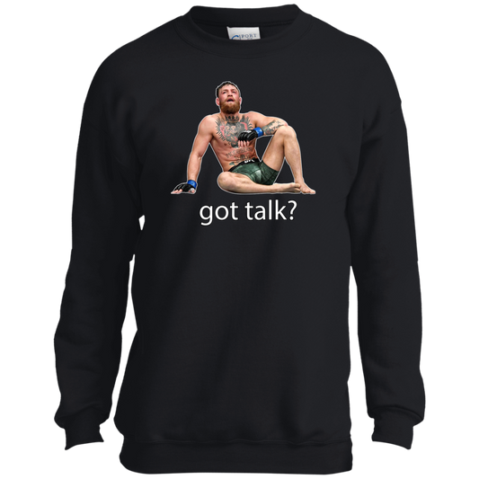 Artichoke Fight Gear Custom Design #10. Got Talk? Youth Crewneck Sweatshirt