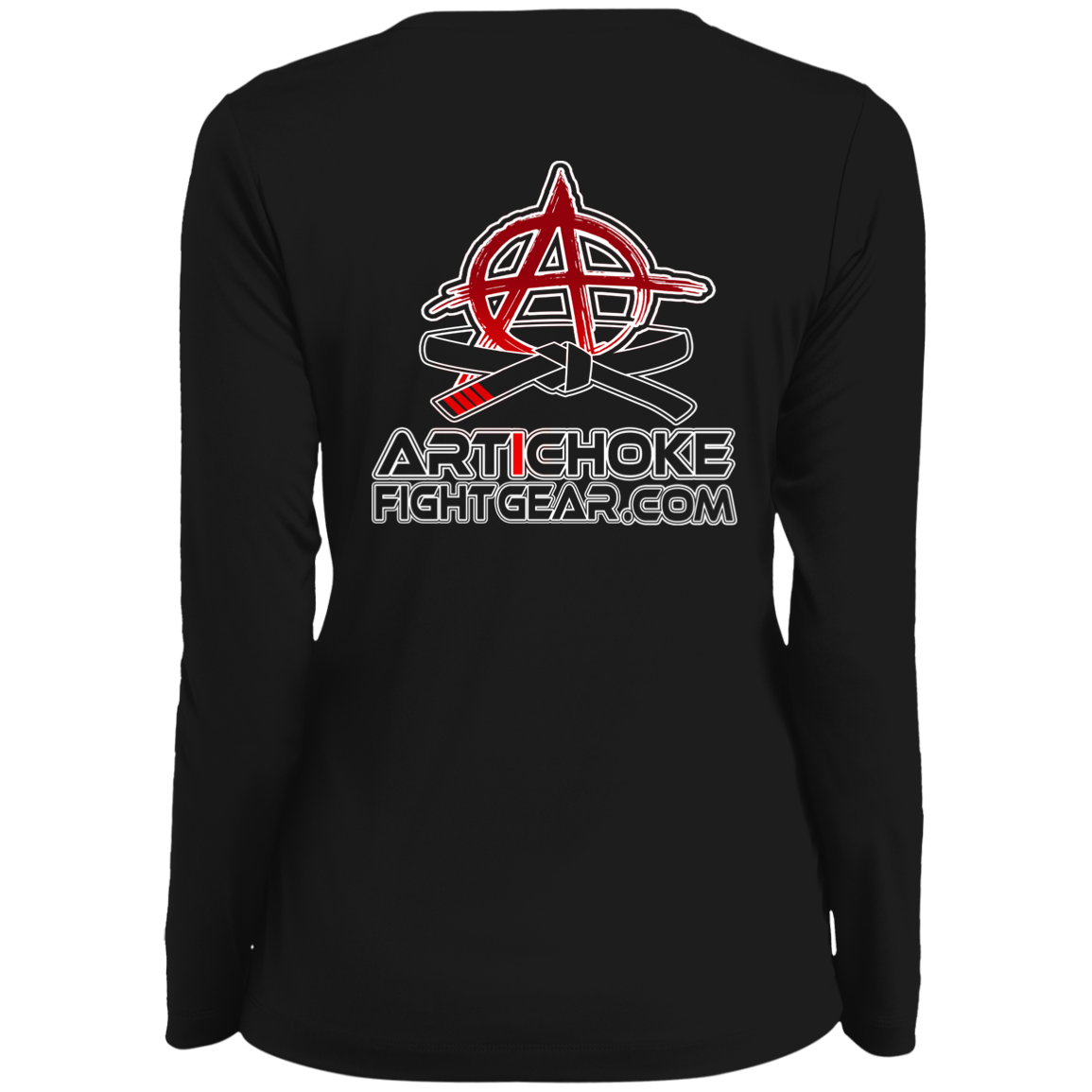 AFG Custom Design #08. FINISH HIM! Ladies' Moisture-Wicking Long Sleeve V-Neck Tee