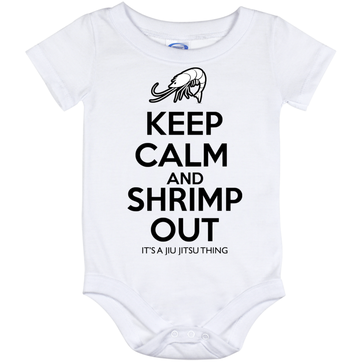 Artichoke Fight Gear Custom Design #12. Keep Calm and Shrimp Out. Baby Onesie 12 Month