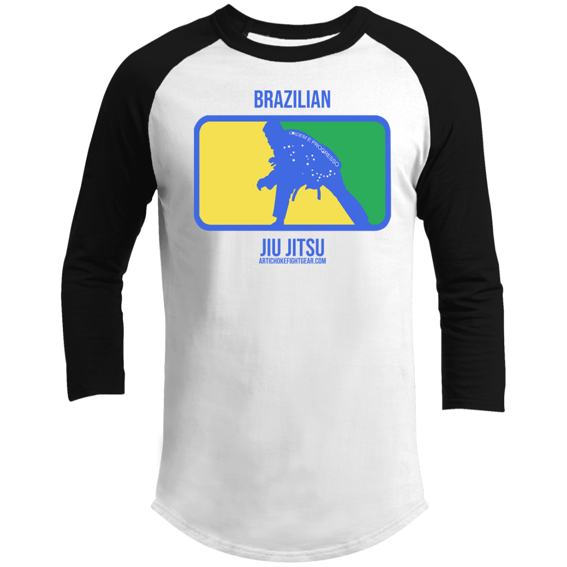 Artichoke Fight Gear Custom Design #13. BJJ, The New National Pastime. 3/4 Raglan Sleeve Shirt