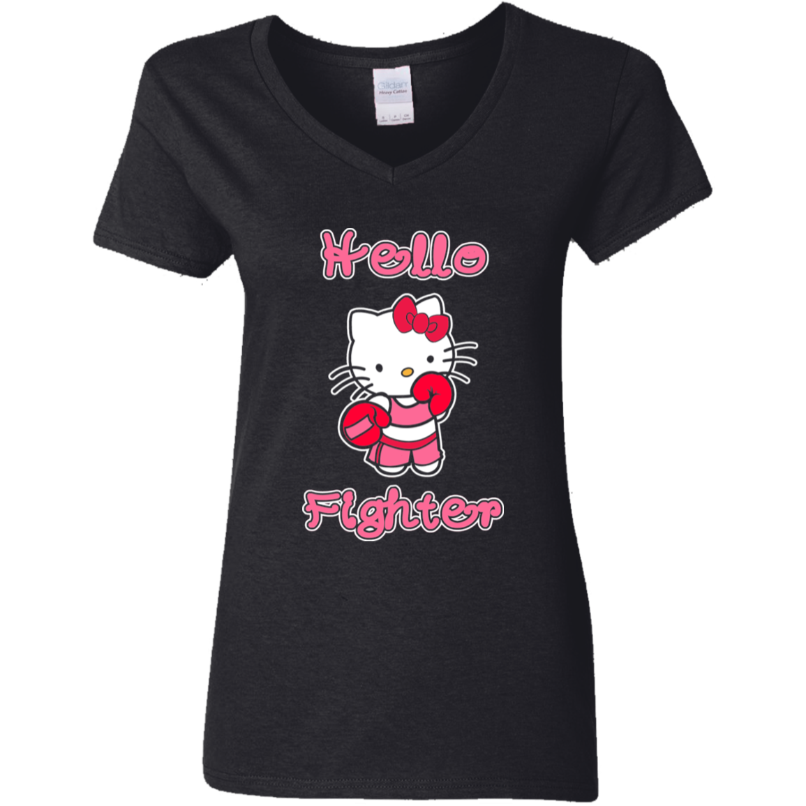 Artichoke Fight Gear Custom Design #11. Hello Fighter. Ladies' 100% Cotton V-Neck T-Shirt