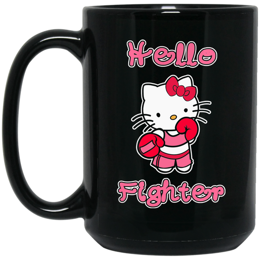 Artichoke Fight Gear Custom Design #11. Hello Fighter. 15 oz. Black Mug