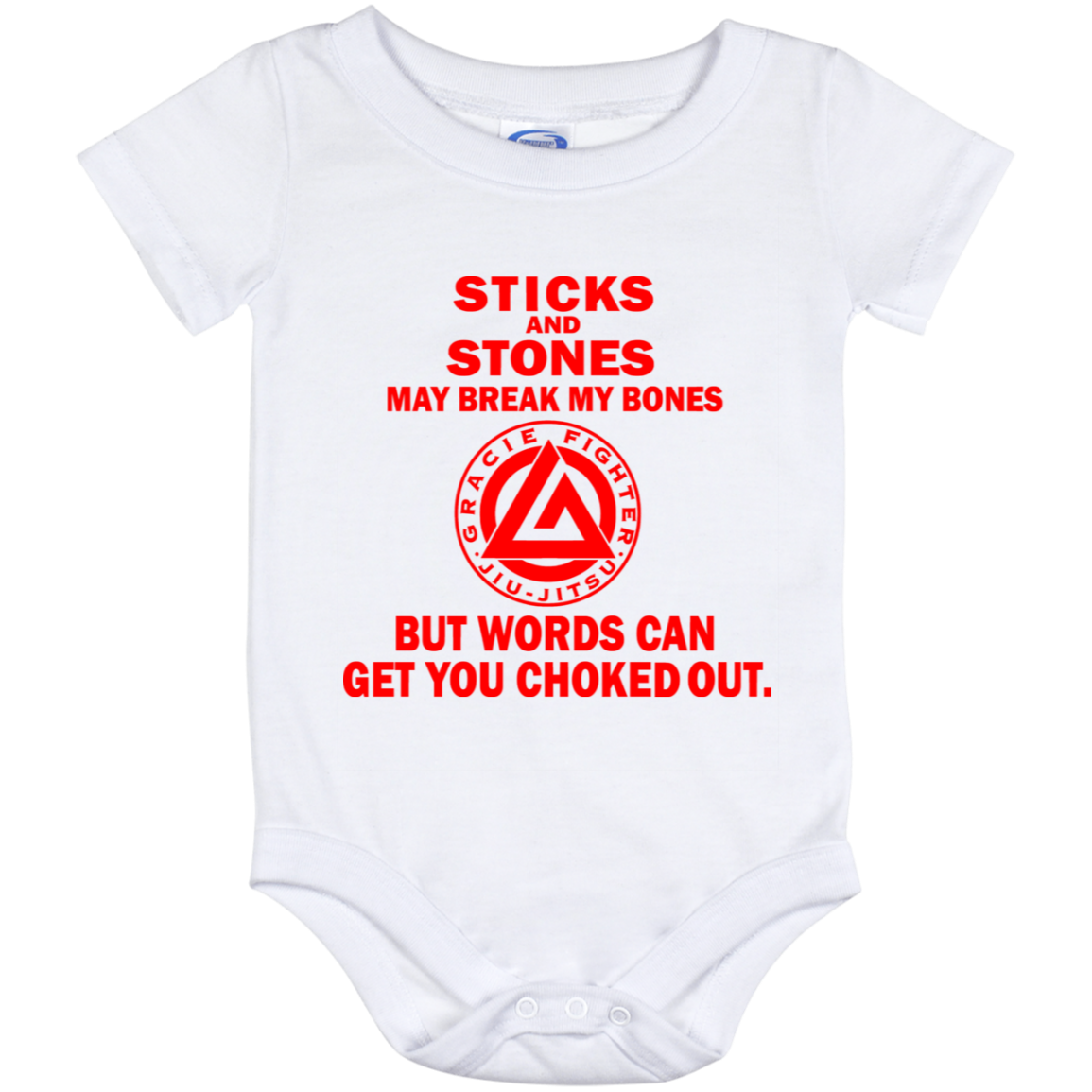 Artichoke Fight Gear Custom Design #19. Sticks and Stones. Baby Onesie 12 Month